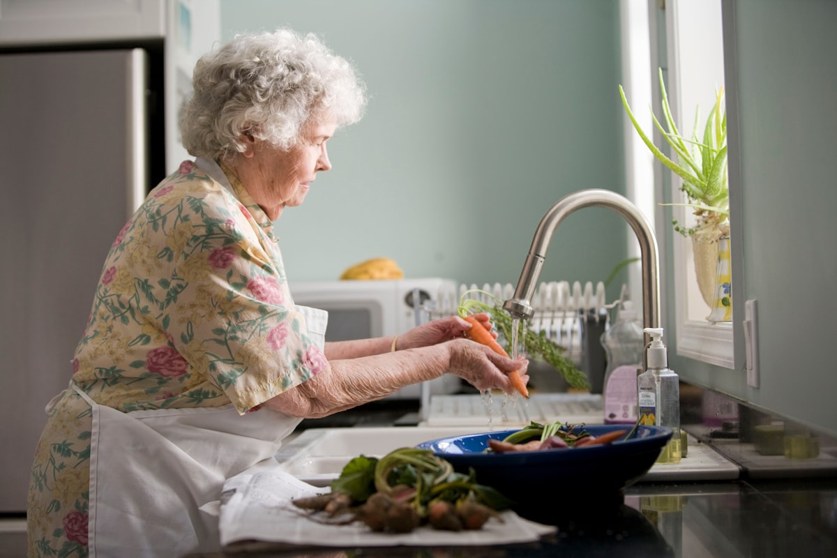Senior drinking water and maintaining hydration